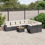 vidaXL Set canapele de grădină cu perne, 10 piese, negru, poliratan vidaXL Set canapele de grădină cu perne, 10 piese, negru, poliratan