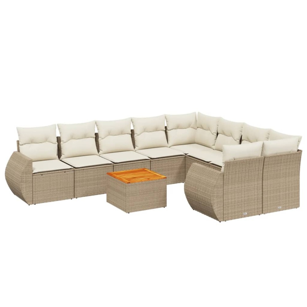 vidaXL Set canapele de grădină cu perne, 10 piese, bej, poliratan