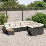 vidaXL Set canapele de grădină cu perne, 10 piese, negru, poliratan vidaXL Set canapele de grădină cu perne, 10 piese, negru, poliratan