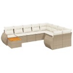 vidaXL Set canapele de grădină cu perne, 10 piese, bej, poliratan