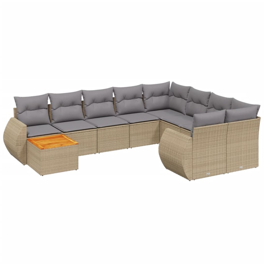 vidaXL Set canapele de grădină cu perne, 10 piese, bej, poliratan