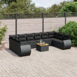 vidaXL Set canapele de grădină cu perne, 11 piese, negru, poliratan vidaXL Set canapele de grădină cu perne, 11 piese, negru, poliratan