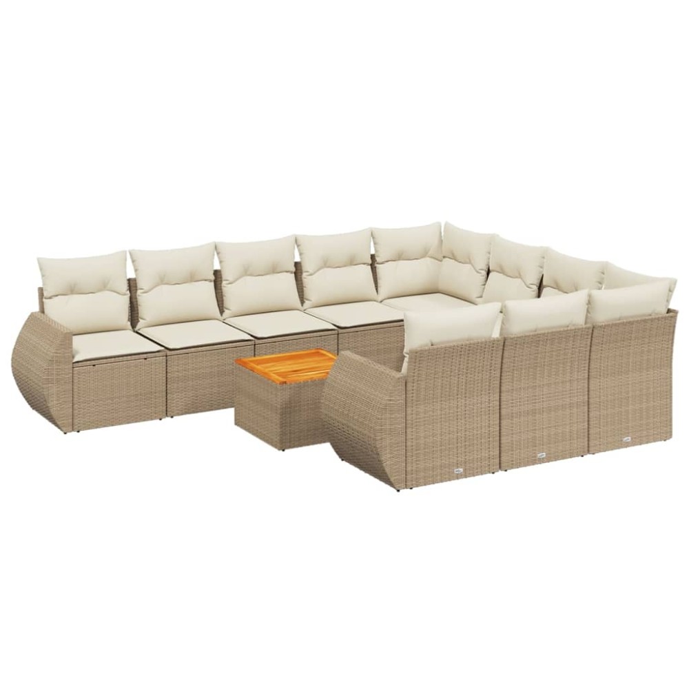 vidaXL Set canapele de grădină cu perne, 11 piese, bej, poliratan