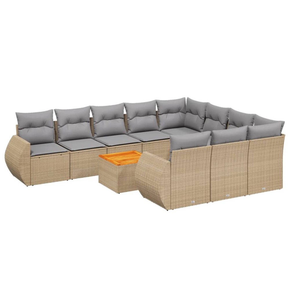 vidaXL Set canapele de grădină cu perne, 11 piese, bej, poliratan