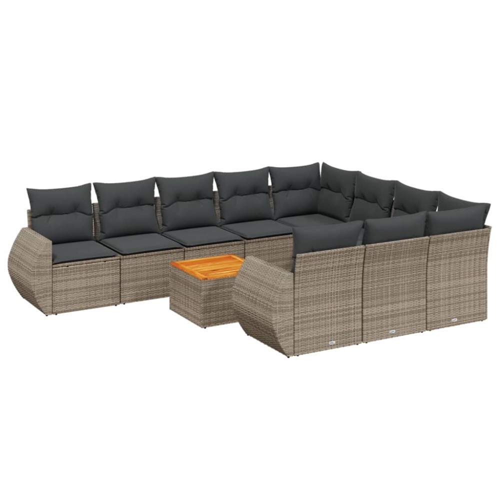 vidaXL Set canapele de grădină cu perne, 11 piese, gri, poliratan