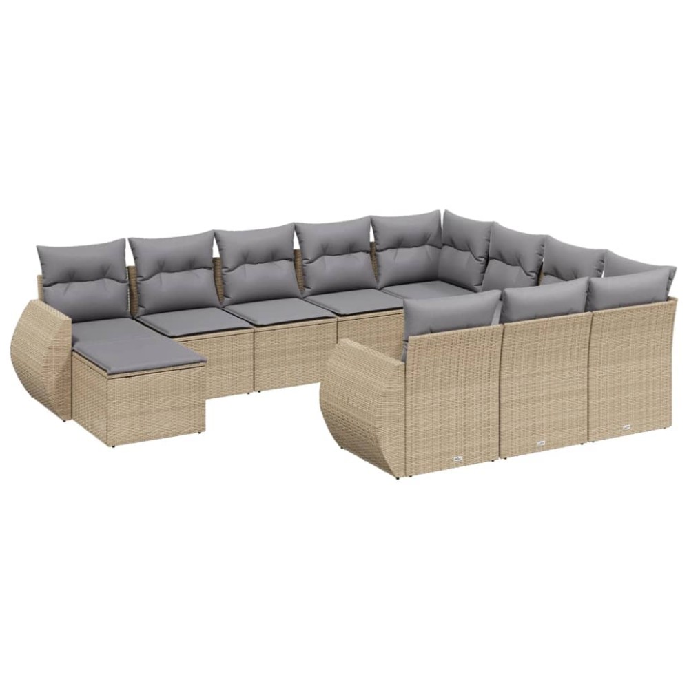 vidaXL Set canapele de grădină cu perne, 11 piese, bej, poliratan