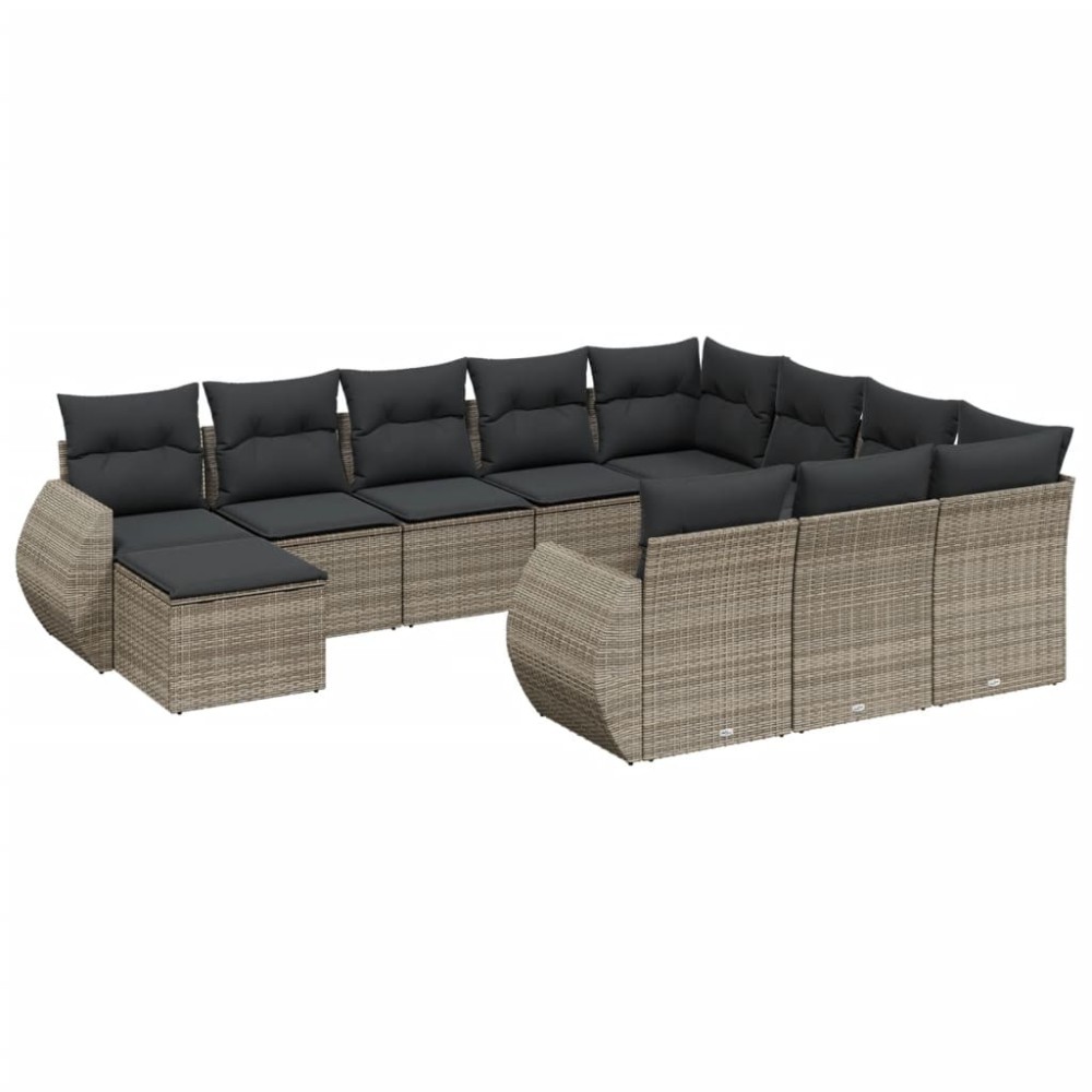 vidaXL Set canapele de grădină cu perne, 11 piese, gri, poliratan