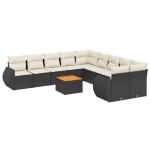 vidaXL Set canapele de grădină cu perne, 11 piese, negru, poliratan