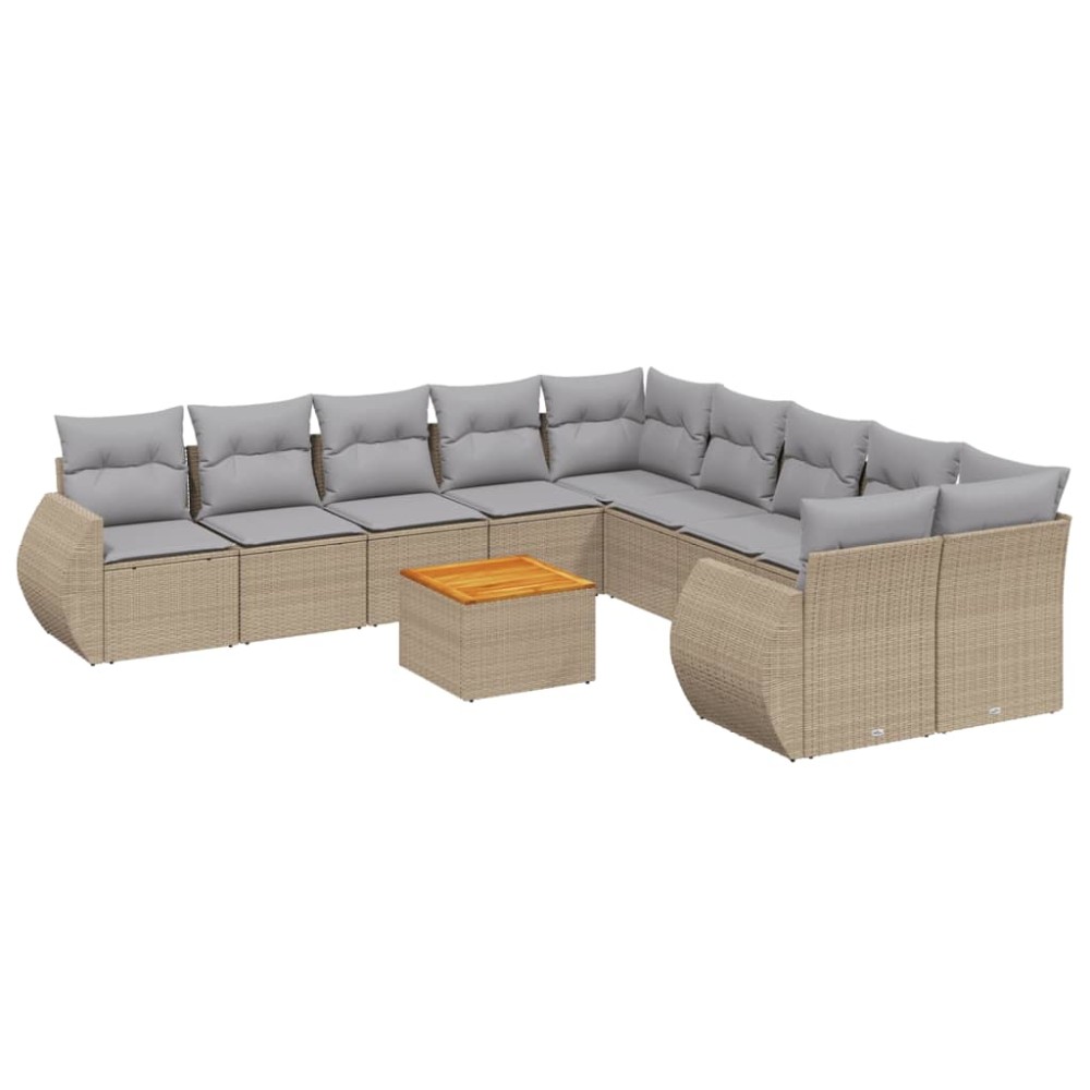 vidaXL Set canapele de grădină cu perne, 11 piese, bej, poliratan