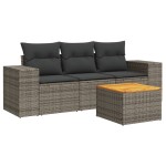 vidaXL Set canapea de grădină cu perne, 4 piese, gri, poliratan