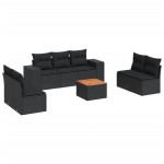 vidaXL Set mobilier de grădină cu perne, 8 piese, negru, poliratan vidaXL Set mobilier de grădină cu perne, 8 piese, negru, poliratan