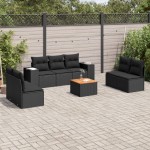 vidaXL Set mobilier de grădină cu perne, 8 piese, negru, poliratan vidaXL Set mobilier de grădină cu perne, 8 piese, negru, poliratan