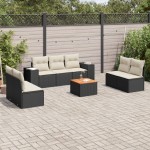 vidaXL Set mobilier de grădină cu perne, 8 piese, negru, poliratan vidaXL Set mobilier de grădină cu perne, 8 piese, negru, poliratan