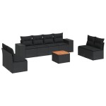 vidaXL Set mobilier de grădină cu perne, 9 piese, negru, poliratan vidaXL Set mobilier de grădină cu perne, 9 piese, negru, poliratan