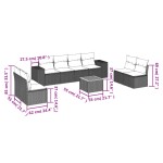 vidaXL Set mobilier de grădină cu perne, 9 piese, negru, poliratan vidaXL Set mobilier de grădină cu perne, 9 piese, negru, poliratan