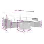 vidaXL Set mobilier grădină cu perne, 6 piese, gri, poliratan