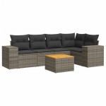 vidaXL Set mobilier grădină cu perne, 6 piese, gri, poliratan