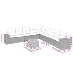 vidaXL Set canapele de grădină cu perne, 10 piese, negru, poliratan