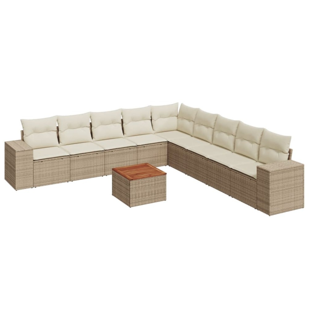 vidaXL Set canapele de grădină cu perne, 10 piese, bej, poliratan
