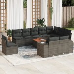 vidaXL Set canapele de grădină cu perne, 11 piese, gri, poliratan vidaXL Set canapele de grădină cu perne, 11 piese, gri, poliratan