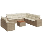 vidaXL Set canapele de grădină cu perne, 10 piese, bej, poliratan
