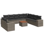 vidaXL Set canapele de grădină cu perne, 11 piese, gri, poliratan vidaXL Set canapele de grădină cu perne, 11 piese, gri, poliratan