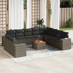 vidaXL Set canapele de grădină cu perne, 11 piese, gri, poliratan vidaXL Set canapele de grădină cu perne, 11 piese, gri, poliratan