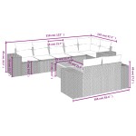 vidaXL Set mobilier de grădină cu perne, 9 piese, negru, poliratan