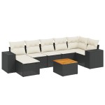 vidaXL Set mobilier de grădină cu perne, 8 piese, negru, poliratan vidaXL Set mobilier de grădină cu perne, 8 piese, negru, poliratan