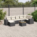 vidaXL Set mobilier de grădină cu perne, 8 piese, negru, poliratan vidaXL Set mobilier de grădină cu perne, 8 piese, negru, poliratan