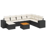 vidaXL Set mobilier de grădină cu perne, 9 piese, negru, poliratan vidaXL Set mobilier de grădină cu perne, 9 piese, negru, poliratan