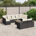 vidaXL Set canapele de grădină cu perne, 10 piese, negru, poliratan vidaXL Set canapele de grădină cu perne, 10 piese, negru, poliratan