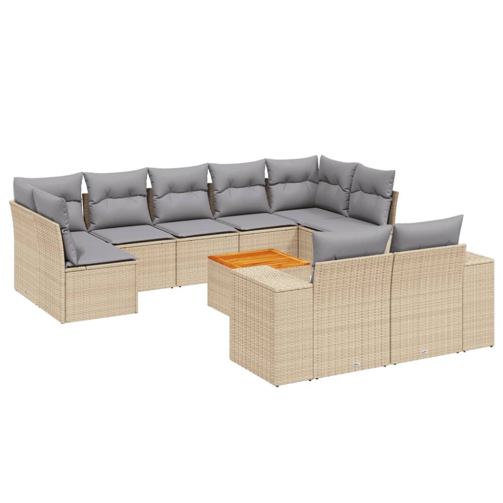 vidaXL Set canapele de grădină cu perne, 10 piese, bej, poliratan