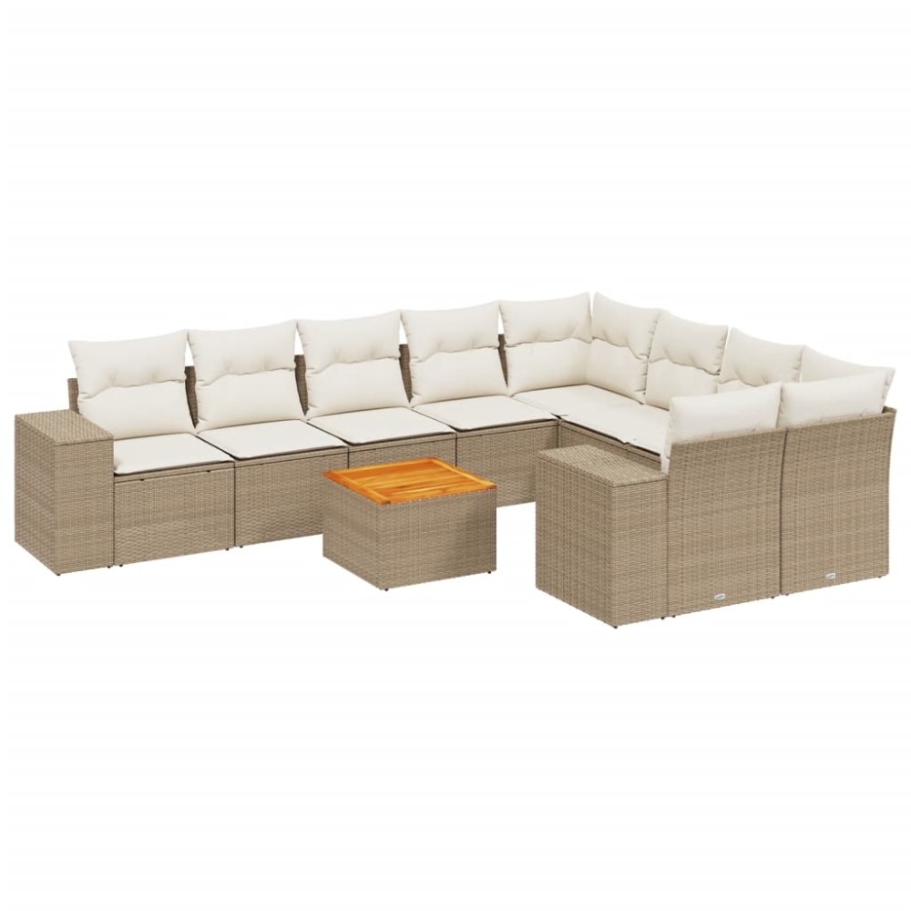 vidaXL Set canapele de grădină cu perne, 10 piese, bej, poliratan