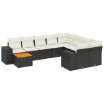 vidaXL Set canapele de grădină cu perne, 10 piese, negru, poliratan