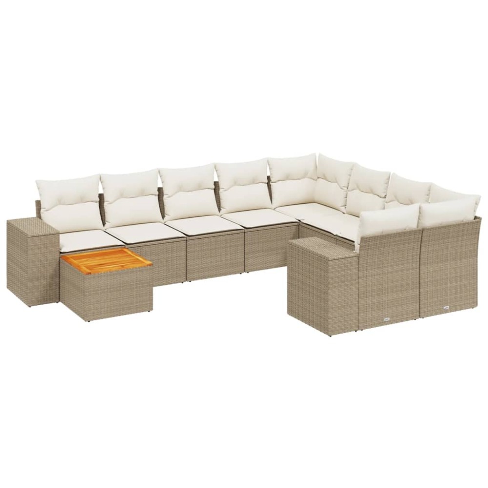vidaXL Set canapele de grădină cu perne, 10 piese, bej, poliratan