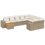 vidaXL Set canapele de grădină cu perne, 10 piese, bej, poliratan