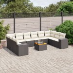 vidaXL Set canapele de grădină cu perne, 11 piese, negru, poliratan vidaXL Set canapele de grădină cu perne, 11 piese, negru, poliratan