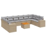 vidaXL Set canapele de grădină cu perne, 11 piese, bej, poliratan