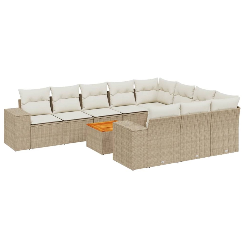 vidaXL Set canapele de grădină cu perne, 11 piese, bej, poliratan