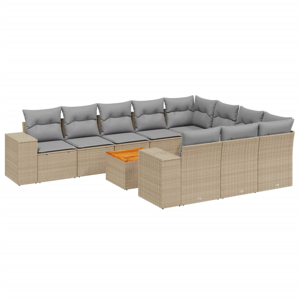 vidaXL Set canapele de grădină cu perne, 11 piese, bej, poliratan