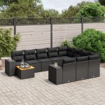 vidaXL Set canapele de grădină cu perne, 11 piese, negru, poliratan vidaXL Set canapele de grădină cu perne, 11 piese, negru, poliratan