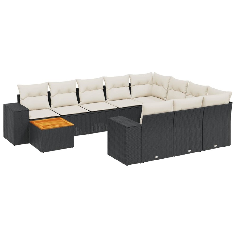 vidaXL Set canapele de grădină cu perne, 11 piese, negru, poliratan