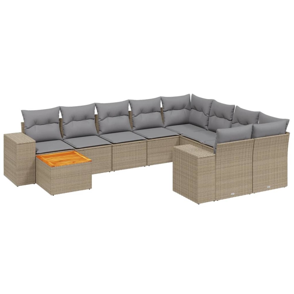 vidaXL Set canapele de grădină cu perne, 11 piese, bej, poliratan