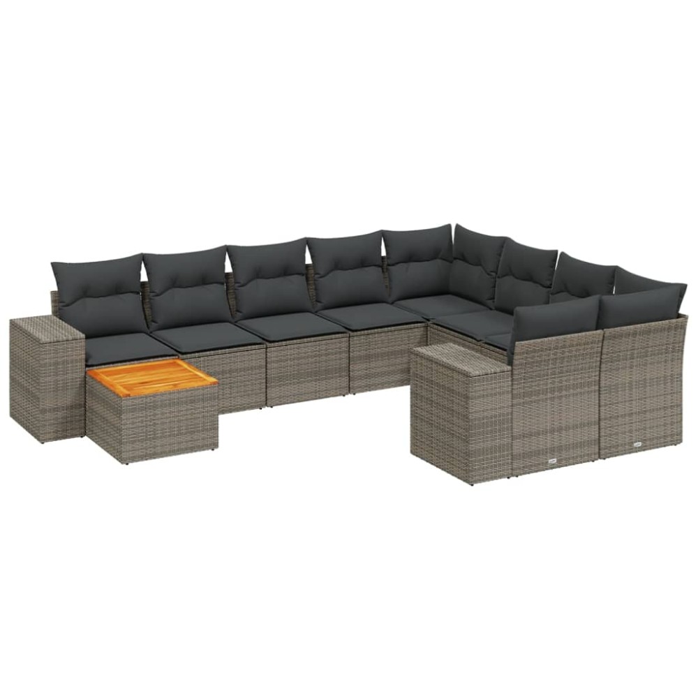 vidaXL Set canapele de grădină cu perne, 11 piese, gri, poliratan