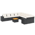 vidaXL Set canapele de grădină cu perne, 11 piese, negru, poliratan vidaXL Set canapele de grădină cu perne, 11 piese, negru, poliratan