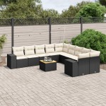 vidaXL Set canapele de grădină cu perne, 11 piese, negru, poliratan vidaXL Set canapele de grădină cu perne, 11 piese, negru, poliratan