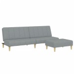 vidaXL Canapea extensibilă cu taburet, 2 locuri, gri deschis, textil