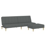 vidaXL Canapea extensibilă cu taburet, 2 locuri, gri închis, textil