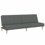 vidaXL Canapea extensibilă cu taburet, 2 locuri, gri închis, textil